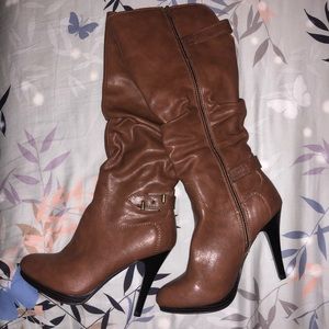 Brown heeled boots